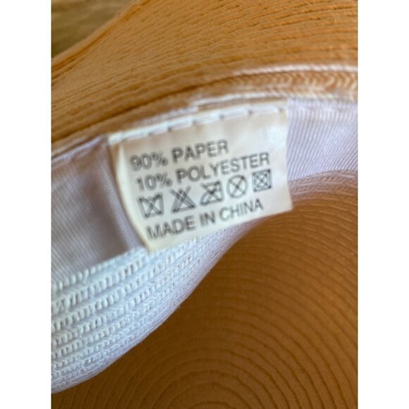 White Wide Brim Paper Sun Hat One Size - Picture 4 of 5